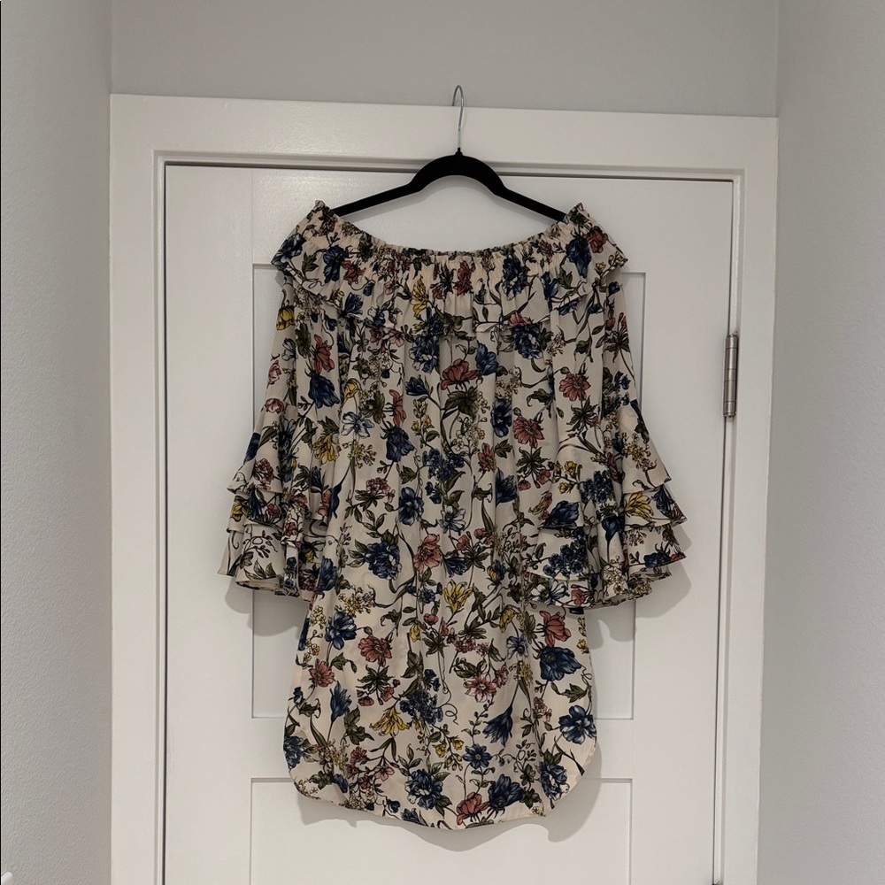 Misa Los Angeles Floral Off-Shoulder Ruffle Dress
